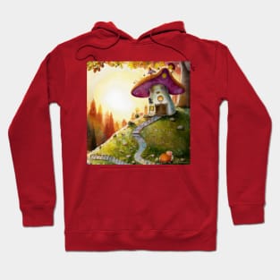 Cute Mushroom Cottage on top of a Hill in the Autumn Woods Hoodie